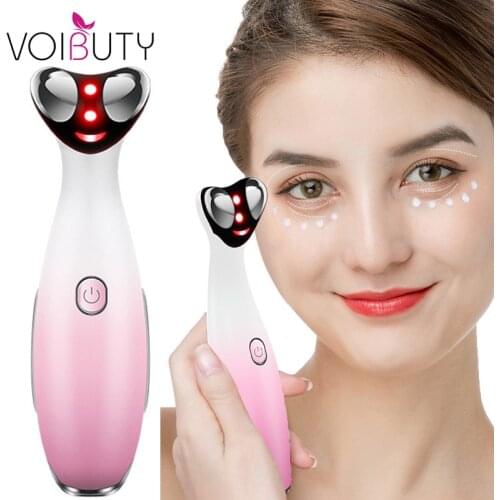 LED Photon Electric Eye Massage Pen Anti Bag Pouch & Wrinkle Dark Circle Massager RF Facials Vibration Thin Face Magic Stick