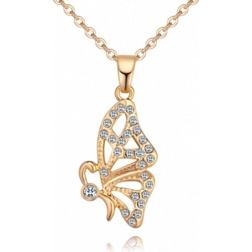 TRACYSWING 5 Colors Real Rose Gold Color Austrian Crystals Sweater pendant necklace for women monkey style #TW133288