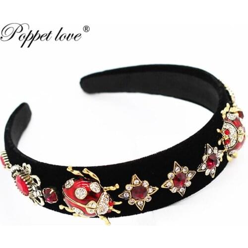 Vintage Artificial Pearl Rhinestones insect tourism Headbands Crown Love peach Tiara Headbpieces Party Accessoies