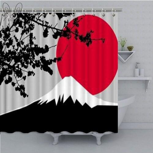 Japanese Mountain Shower Curtain Hand Drawn Colorful Bathroom Shower Curtain Polyester Shower Curtain Set For Dropping Shipping