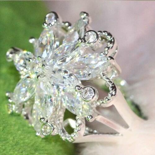 YaYI Fashion Women Jewelry Ring 12CT White Zircon CZ Silver Color Engagement Rings wedding Rings Party Ring Gift