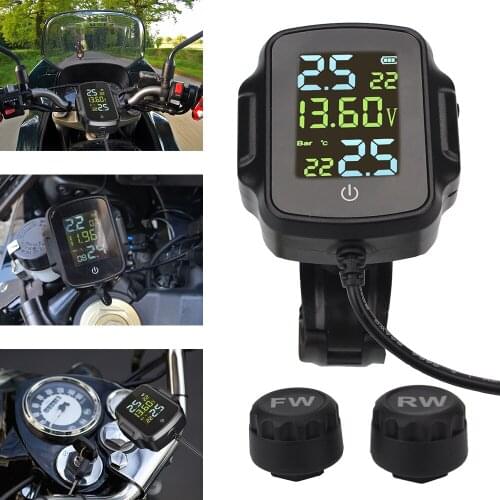 USB Charger LCD Display With 2 External Sensors For Phone Tablet With QC 3.0 Tyre Temperature Alarm System Motorcycle TPMS