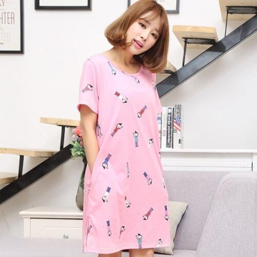 Women summer cotton nightdress cartoon cute long paragraph ladies nightdress factory direct sales sleepshirt women sleepwear