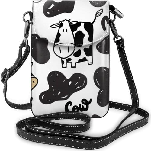 Womens Cute Cow Pattern Shoulder Messenger Bag Fashion Small Square Bag Fashion PU Leather Bag Trend Mini Handbags 2021 New