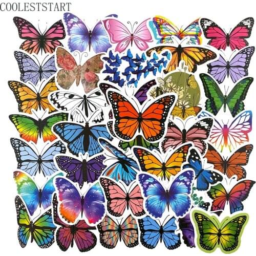 10/50PCS Colorful Butterfly Stickers Cartoon Decals Stickers Gifts for Children to Laptop Suitcase Guitar Fridge Bicycle Car