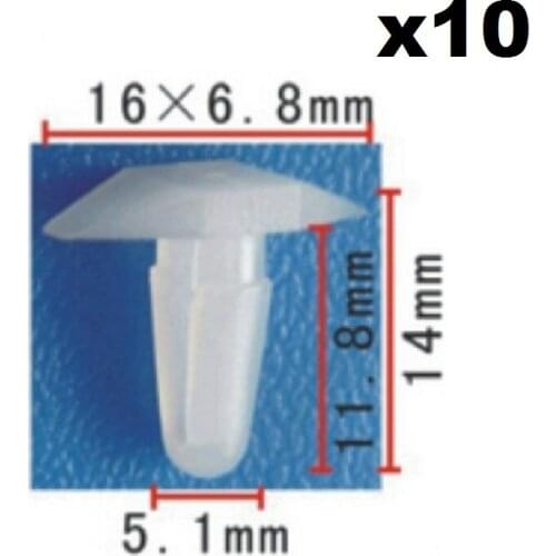 10pcs Nylon Fastener Rivet For Honda Hood Fit Acura Seal Retainer Clip (12x5mm) OE 91513-SE0-003