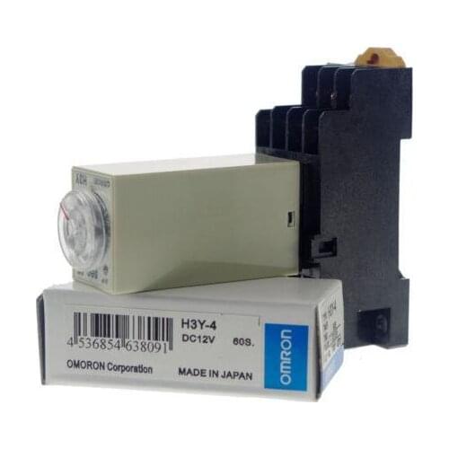 12V H3Y-4 Power On Time Delay Relay Solid-State Timer 60Sec,4PDT,14Pins&Socket