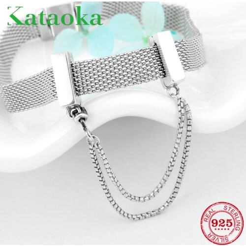 2019 Genuine 925 Sterling Silver Clips Safety Chain Bead Fit Reflexions Charm Bracelet Jewelry Making for Women