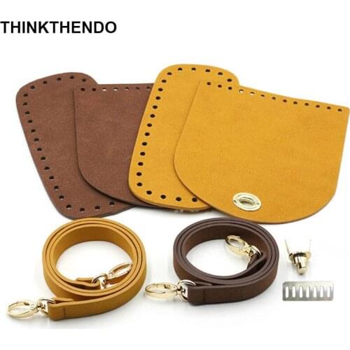 3Pcs/Set Artificial Leather Shoulder Bag Bottom Strap Replacement for DIY Knitting Crochet Handbag Sewing Accessories