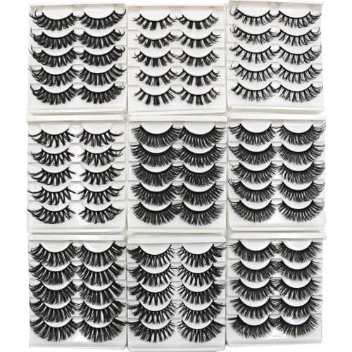 5 pairs 3d 5d faux mink hair false eyelashes 18mm Multilayers Fashion Handmade Lashes Volume Fluffy Lashes Make up