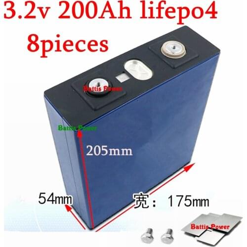 8pcs lithium 3.2V 200AH lifepo4 battery Lithium iron phosphate For diy 12V 24v 800Ah Solar Energy Storage inverter backup power
