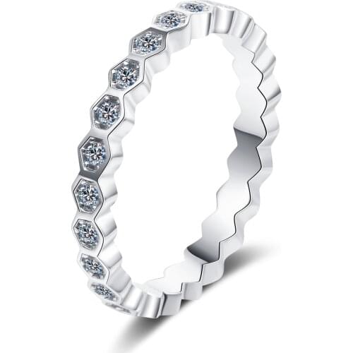 ANZIW 925 Sterling Silver Moissanite Diamond 0.39CT Personality Honeycomb-shaped Eternity Engagement Ring For Jewelry Gifts