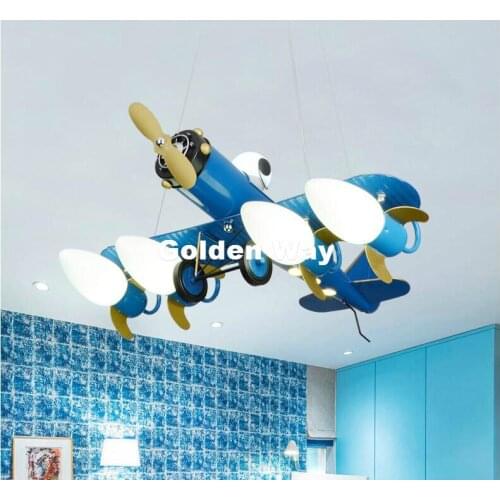 Free Shipping L70cm Blue Creative Plane LED Pendant Light Decorative Children Bedroom Boy Cartoon Home Lighting Pendant Lighting