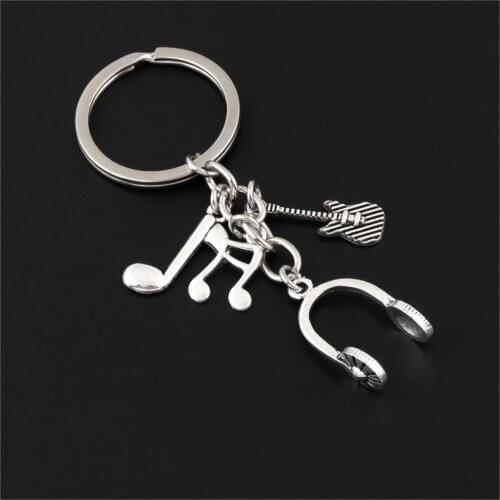 1Pc New Arrival Music DJ Headphone Keychain Guitar Musical Note Keyring Gifts For Men Women Jewelry Accessories E2581