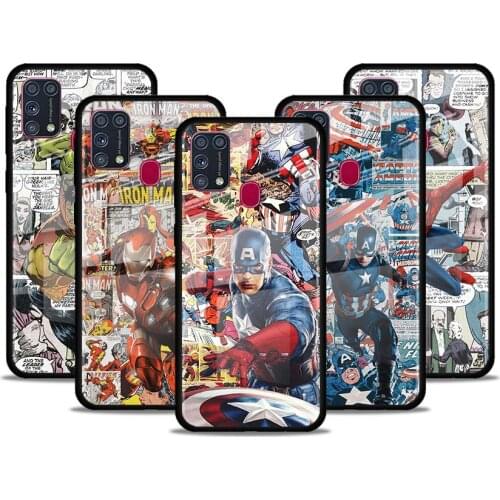 Spiderman captain america for Samsung Galaxy S21 Ultra A71 A51 4G 5G A91 A81 A41 A31 A21 A11 A01 Tempered Glass Phone Case