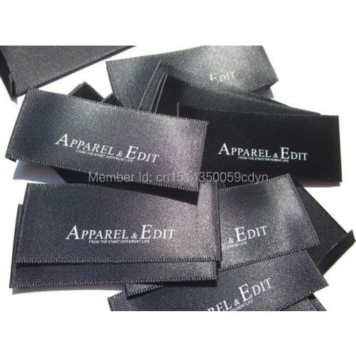 Free shipping garment printed black labels/windbreak overcoat dress labels/customized clothing satin main labels/collar labels