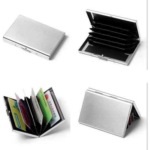 Stainless Steel Credit Card Holder Men Aluminum Alloy Slim Anti Protect Business ID Card Holder Women Thin Wallet Metal Case