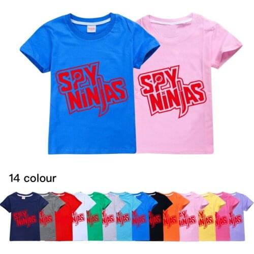 New SPY NINJA Boys Girls short T-Shirt 2021 Summer Cotton Kids Tops Cartoon Graphic Tees Funny Harajuku Children O-Neck Tshirt