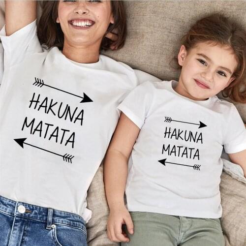 Hakuna Matata T Shirt Summer Short Sleeve Tee Shirts O-neck Casual White Simba The Lion King Matching Family Tshirts Harajuku T