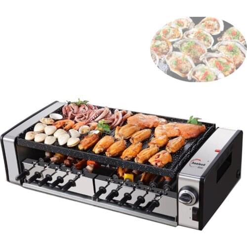 1600W Electric BBQ Grill Smokeless Kebab Machine Korean Electric Non Stick Baking Tray Automatic Rotation Skewer Grills