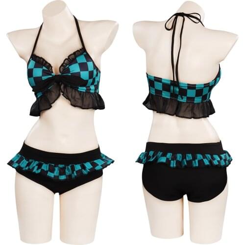 Anime Demon Slayer-Kamado Tanjirou Cosplay Costume Swimwear Outfits Halloween Carnival Suit
