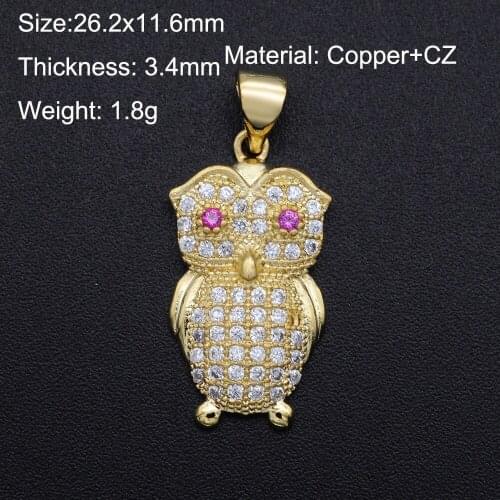 Lyvior High Quality Charm Micro Paved CZ Pink Zircon Fashion Owl Pendant DIY Jewelry Making Pendants Accessory for Women Gifts