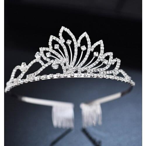 Fashion Bridal Princess Bridal Tiaras and Crowns Wedding Hair Jewelry Rhinestone Headband Flower Girls Hair Accessories