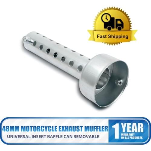 Motorcycle Exhaust Muffler Pipe Universal 48mm Exhaust Can Muffler Pipe Baffle DB Killer Silencer Silver