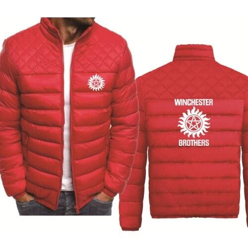 Spring Autumn Mens Zip Jacket Winchester Brothers Printing Casual High Quality Cotton Thicken Warm Wool Fleece Mens Jacket