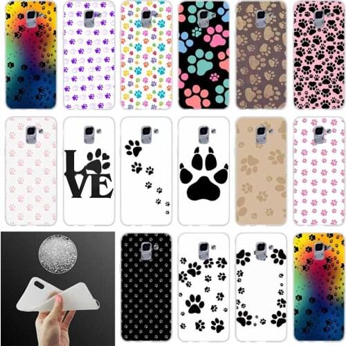 Soft Phone case Cover dog footprint Paw Husky FOR Coque Samsung Galaxy J6 J4 J8 J7 2018 Plus J3 J5 J7 Prime Pro 2017 2016 Casse
