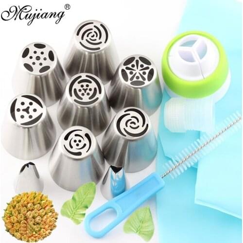 13Pcs Pastry Nozzles Coupler Icing Piping Tips Sets Stainless Steel Rose Cream Bakeware Cupcake Cake Decorating Dessert Baking
