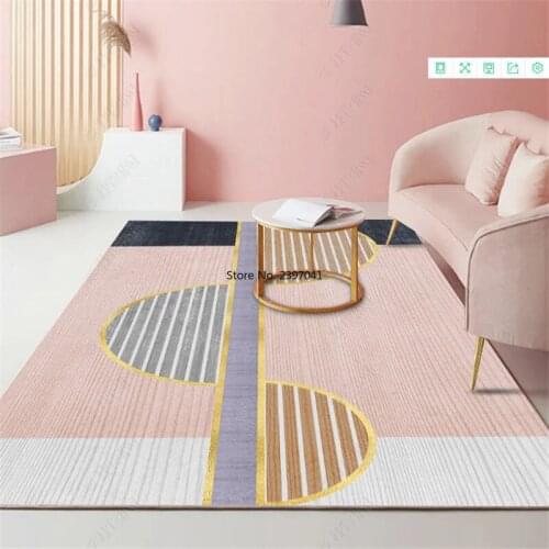 Anti-Slip Carpet Rug For Living Room Fashion Pink Washable Printing Geometric Adult Kids Play Parlor Floor Mat Bedroom Door