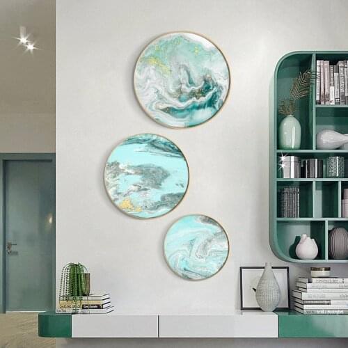 Nordic Modern Abstract Geometry Green Gold Marble Wall Art Picture Poster Print For Living Room Home Canvas Painting Decoration