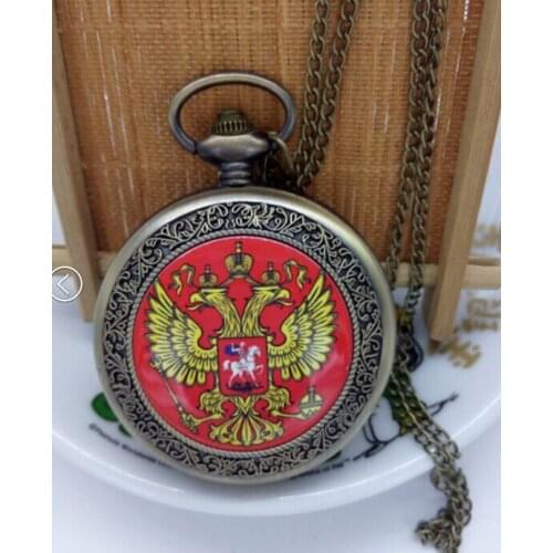 New Hot Sales bronze silver big size Russias national pocket watch necklace pentant women Mens gift