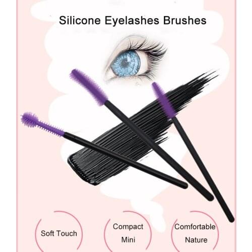 Disposable 50pcs/Pack Eyelashes Brush Soft Silicone Bendable 4Shapes Brush Head Mascara Wands Eyebrow Comb Makeup Eyelash Tools