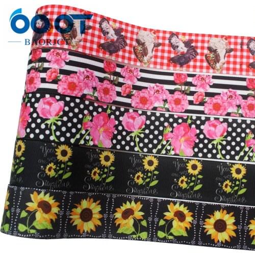OOOT BAORJCT I-191224-2828,10yards 38mm,flowers Thermal transfer Printed grosgrain Ribbons,Wedding Party Decoration DIY Material