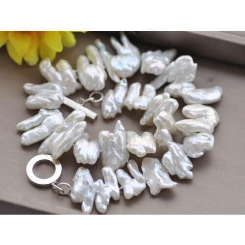 MCT·STAR Z10303 17" 38mm White Double Baroque Keshi Pearl Necklace