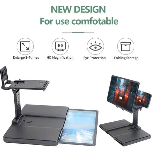 12 Inch Anti-blue Light 3D Mobile Phone Screen Magnifier HD Video Amplifier Lifting Stand Bracket Projector Foldable Desk Holder
