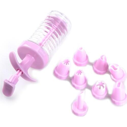 1 Set 8 Cake Nozzles Icing Syringe Mold Cake Plastic Decorating Piping Cream Syringe Tips Set Tool Cake Decoration Set