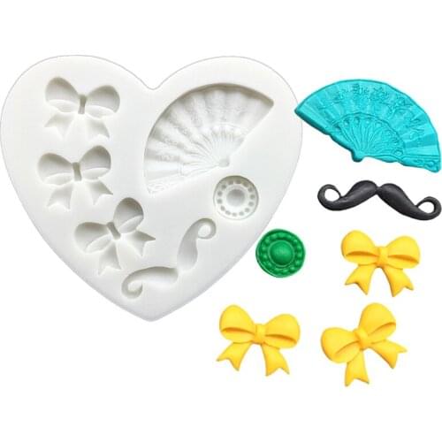 Fans Bow Beard Silicone Mold Sugarcraft Cupcake Baking Mold Fondant Cake Decorating Tools