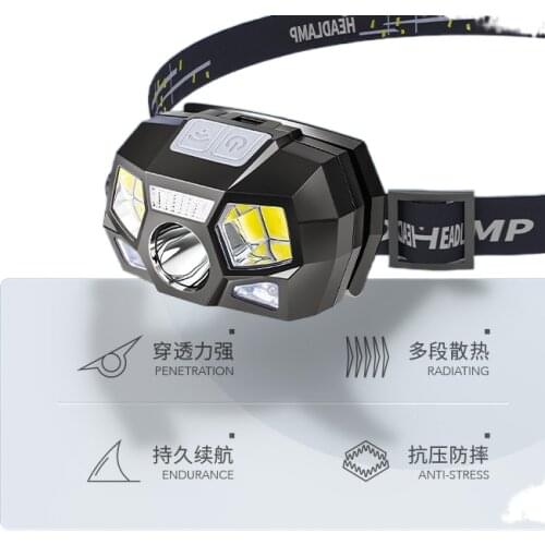Led sensor head mounted headlight glare charging ultra bright flashlight dedicated trumpet fishing Yediao