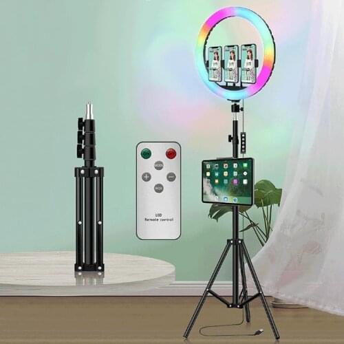 LED Selfie Ring Light Photography RingLight Phone Stand Holder Live Streaming Fill Light Dimmable Makeup Lamp Photography Lamp