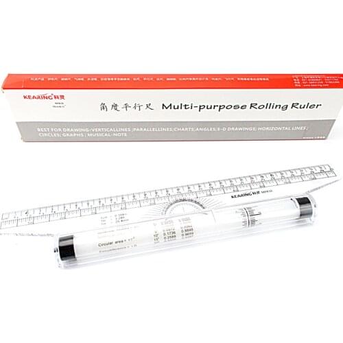 Multi-purpose Measuring Protractor Template Drawing Rolling Rule 30cm