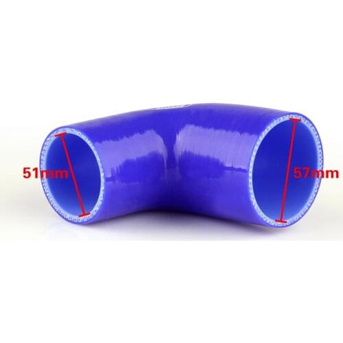 Areyourshop Universal Elbow Reducer 90 Degree 51 57mm Vacuum Silicone Pipe Hose Tube Coupler Intercooler Turbo Water Air Pipe
