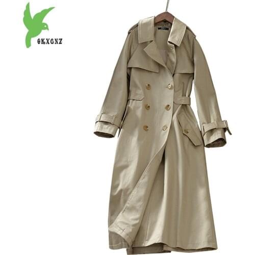 2020 Spring and Autumn Womens Trench Coat Fashion Solid color Slim Long Windbreaker Coat Double-breasted Outerwear OKXGNZ 1653