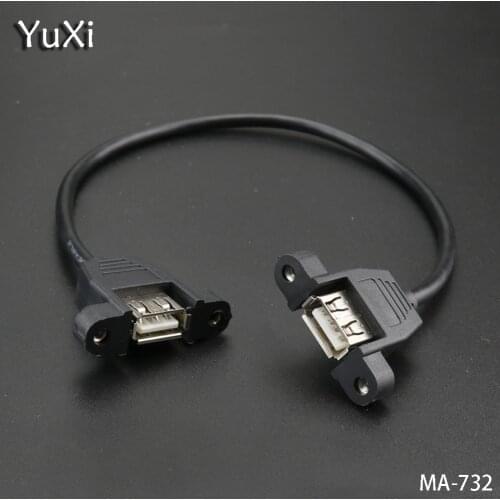 YuXi 1PCS/lot 30cm USB 2.0 female to USB Female Adapter Connector Panel Mount Extension Cable Cord With Screw Hole EARS