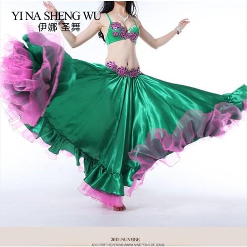 Professional Performance Big Skirt Belly Dance Women Gypsy Long Skirts Dancer Sexy Practice Wear Solid Color Dance Long Skirt