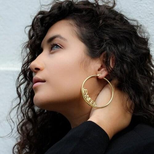 Monogram Hoops Earrings Personalized Name Hoop Earrings for Women Custom Jewelry Stainless Steel Bijoux Femme Bridesmaid Gift