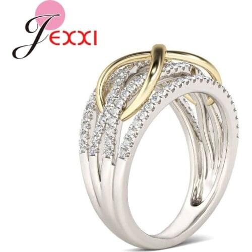 New Arrival Four Rows Of Bright CZ Crystal Eight-Character Shape Genuine 925 Sterling Silver Rings Fashion Jewelry For Women
