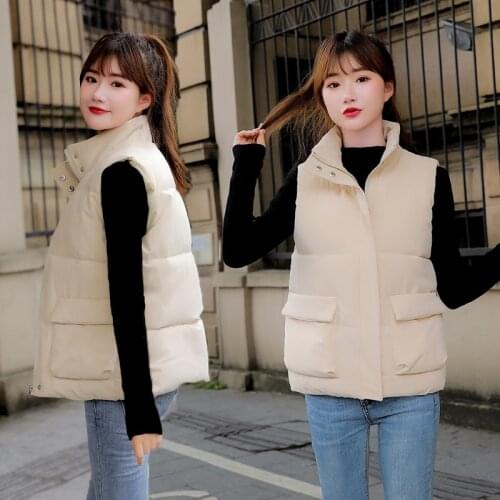 ISENMAL Winter Hooded Long Vest For Women Solid Casual Womens Sleeveless Jacket Stand Collar Thick Cotton Padded Puffer Coat